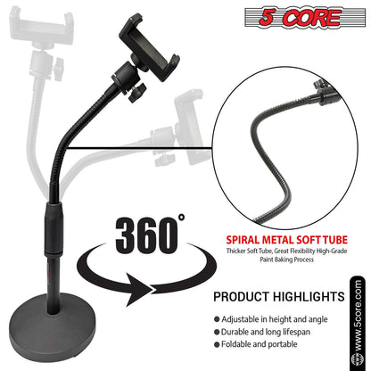 5Core Cell Phone Stand for Desk Adjustable Scissor Boom Arm Stands Tablet Cellphone-3