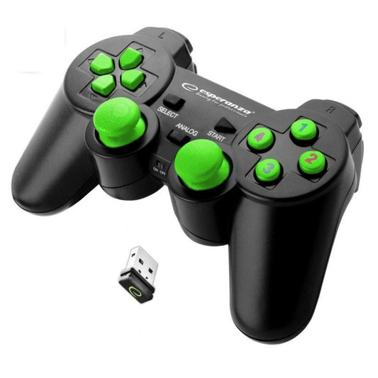 Wireless Gaming Controller Esperanza Gladiator GX600 USB 2.0 Black Green PC PlayStation 3-0