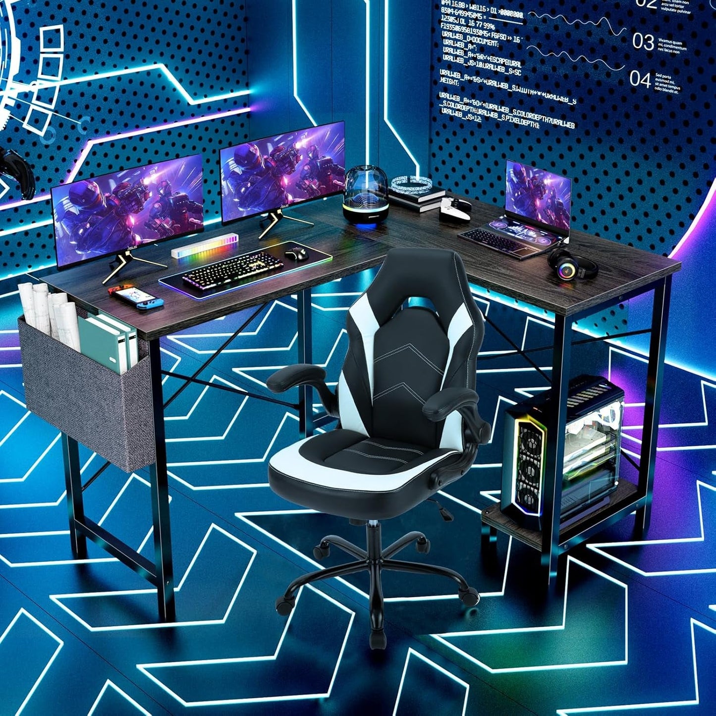Grey 50 Inch L Shaped Gaming Desk-1