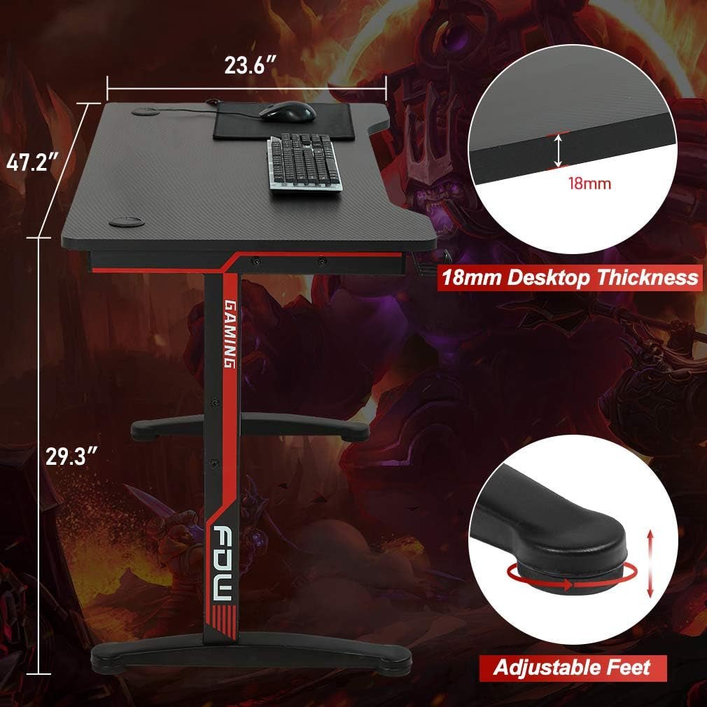 Extra Large Ergonomic Gaming Desk with Cup Holder-1