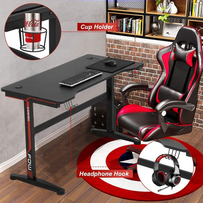 Extra Large Ergonomic Gaming Desk with Cup Holder-4