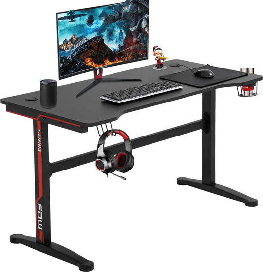 Extra Large Ergonomic Gaming Desk with Cup Holder-0